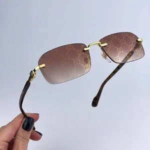 Gucci GG1221S 004 BRAND NEW Sunglasses Gold Yellow Red Mirrored Square Unisex Gucci GG1221S 004 Gold Yellow Red GG Logo Lens Rectangular  main image 2
